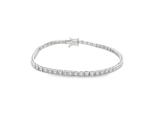 18K White Gold Tennis Bracelet with Natural Round Diamonds